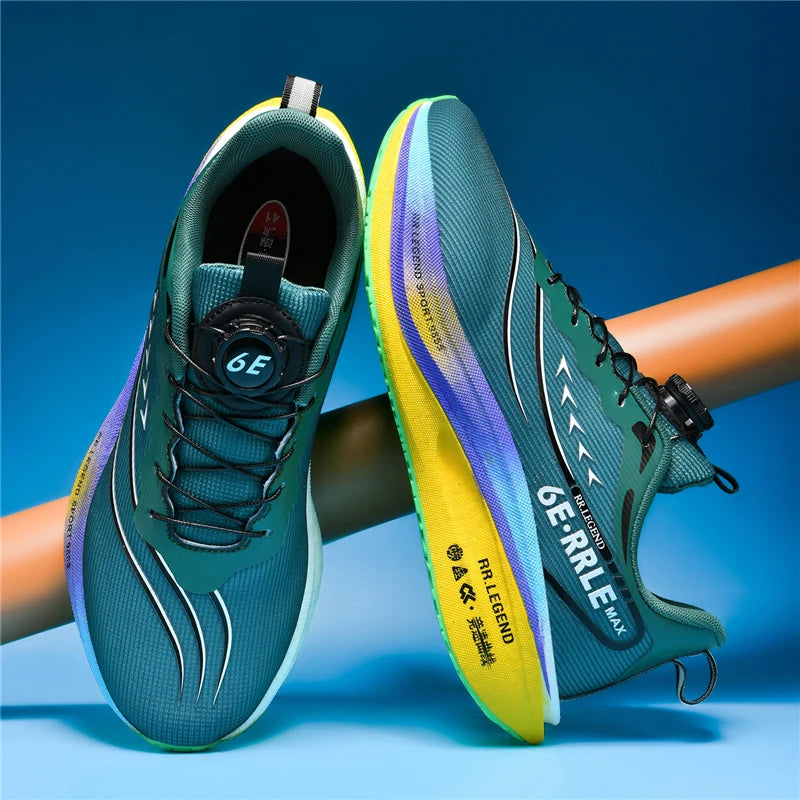 Carbon Plate Running Shoes Air Cushion Double-Layer Mesh Upper Lightweight Breathable — Teal | KIMLUD
