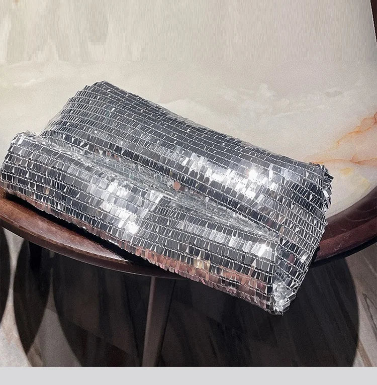 Sequin Embellished Envelope Clutch Bag — Black | KIMLUD