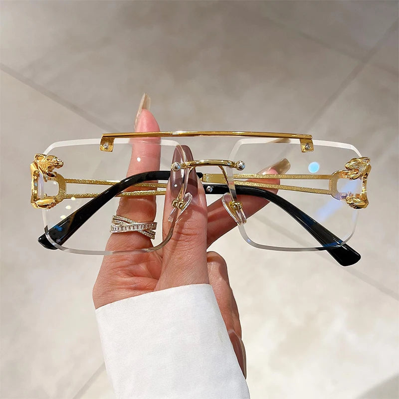 Rimless Sunglasses Oversized Square — Blue Gradient | KIMLUD