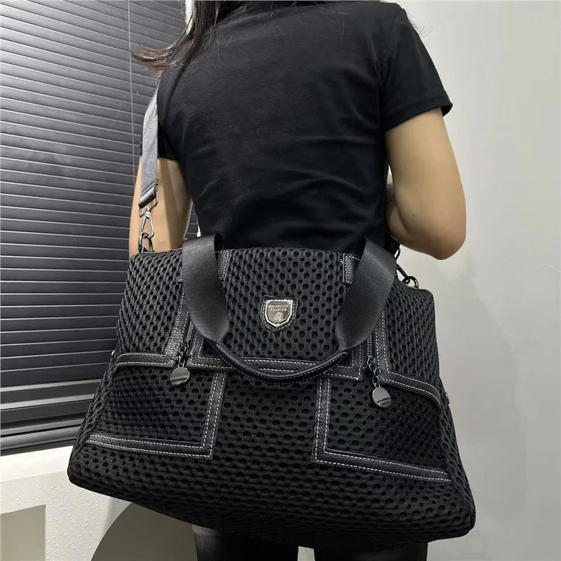 Bags & Handbags Large Capacity Nylon Tote Mesh Quilted — Black | KIMLUD