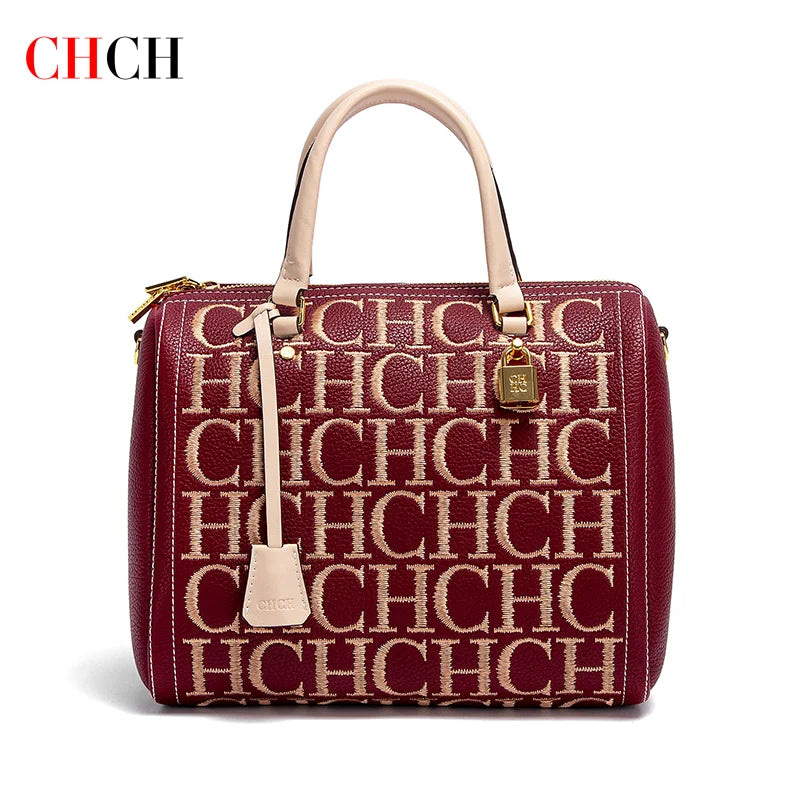 Pebbled PU Shoulder Bag Embroidered Letter Design — Brown | KIMLUD