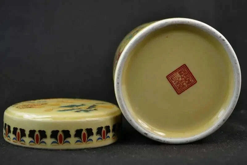 KIMLUD, Exquisite Chinese Old Collectible Handmade Porcelain Painted with Japanese Dowager Big Pot Tea Caddie, KIMLUD Womens Clothes