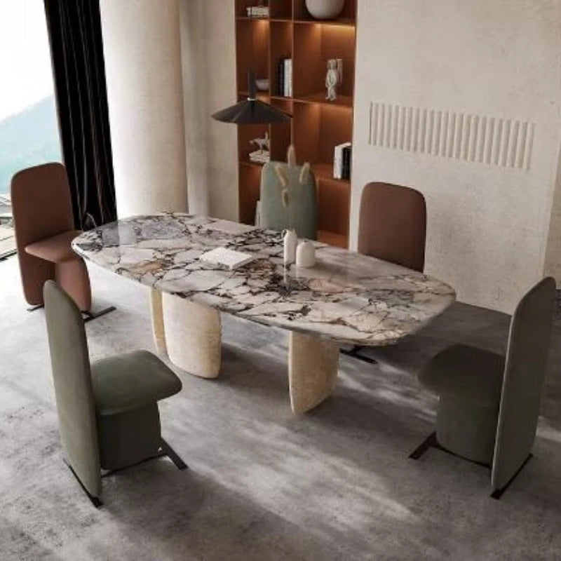 Marble Dining Table Centerpiece Modern Nordic — Beige | KIMLUD