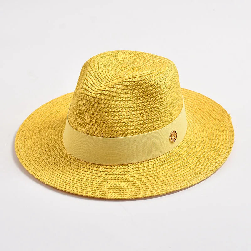 Panama Style Sun Hats Ribbon Decoration — Natural | KIMLUD