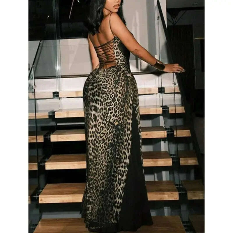 KIMLUD, Autumn New Sle Women's Dr Leopard Print Bal Belted Summer Casual Sport Suit Seven Sve Length ZV68, KIMLUD Womens Clothes