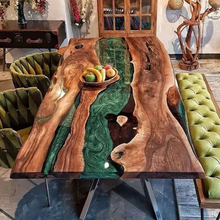 KIMLUD, Wholesale Low Price Solid Walnut Coffee Kitchen Restaurant River Epoxy Dining Table, KIMLUD Womens Clothes