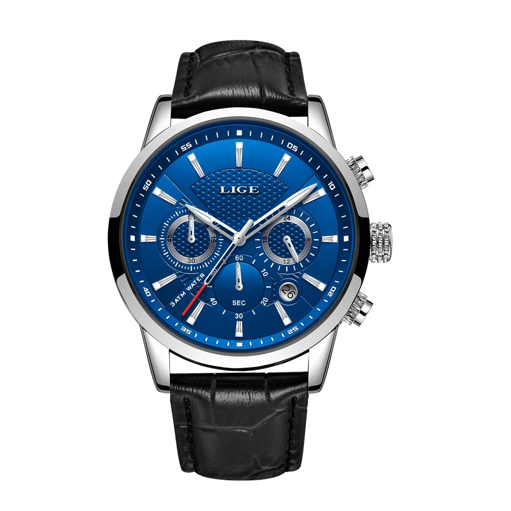 2025 LIGE Top Brand Luxury Casual Leather Quartz Men Watch Man Business Clock Male Sport Waterproof Date Chronograph Men Watches