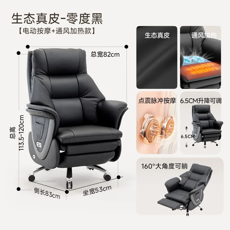 Genuine Leather Solid Executive Chair — Brown | KIMLUD