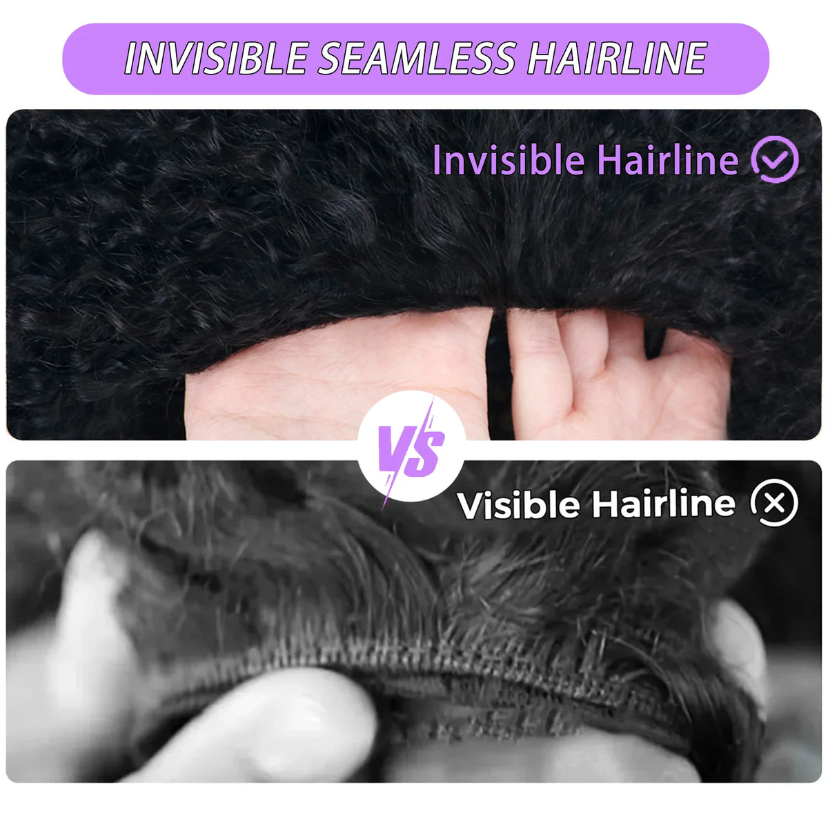Half Wig - Drawstring Seamless - Remy Human Hair - Curly | KIMLUD