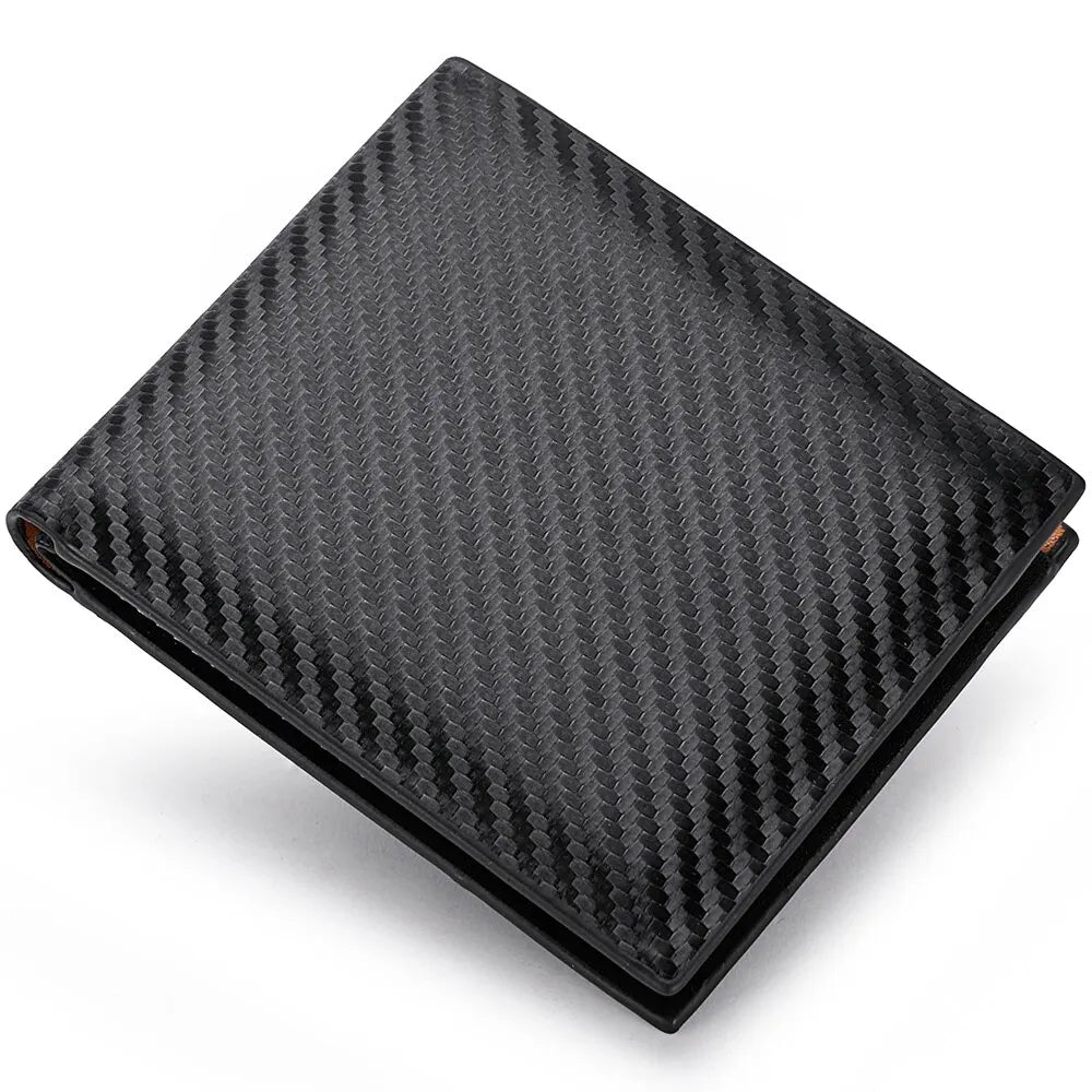 New Carbon Fiber Short Wallet Men's Card Bag Integrated Zipper Change Bag Holder
