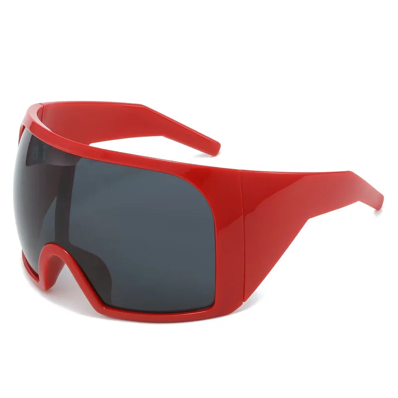 Oversized Shield Sunglasses Wrap Anti Wind UV400 — Black | KIMLUD
