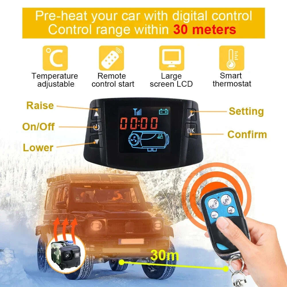 KIMLUD, 12V 24V 8000W Car Heater Air Diesel Heater Aluminum Shell Air Parking Heater Warmer Wireless LCD Remote Control Engine Preheater, KIMLUD Womens Clothes