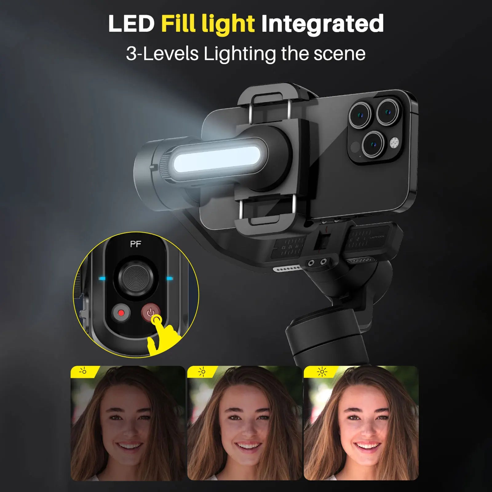 AOCHUAN SMART S2 Gimbal Stabilizer for Smartphone Professional Industry-Standard 3-Axis Phone Gimbal with Extendable Rod