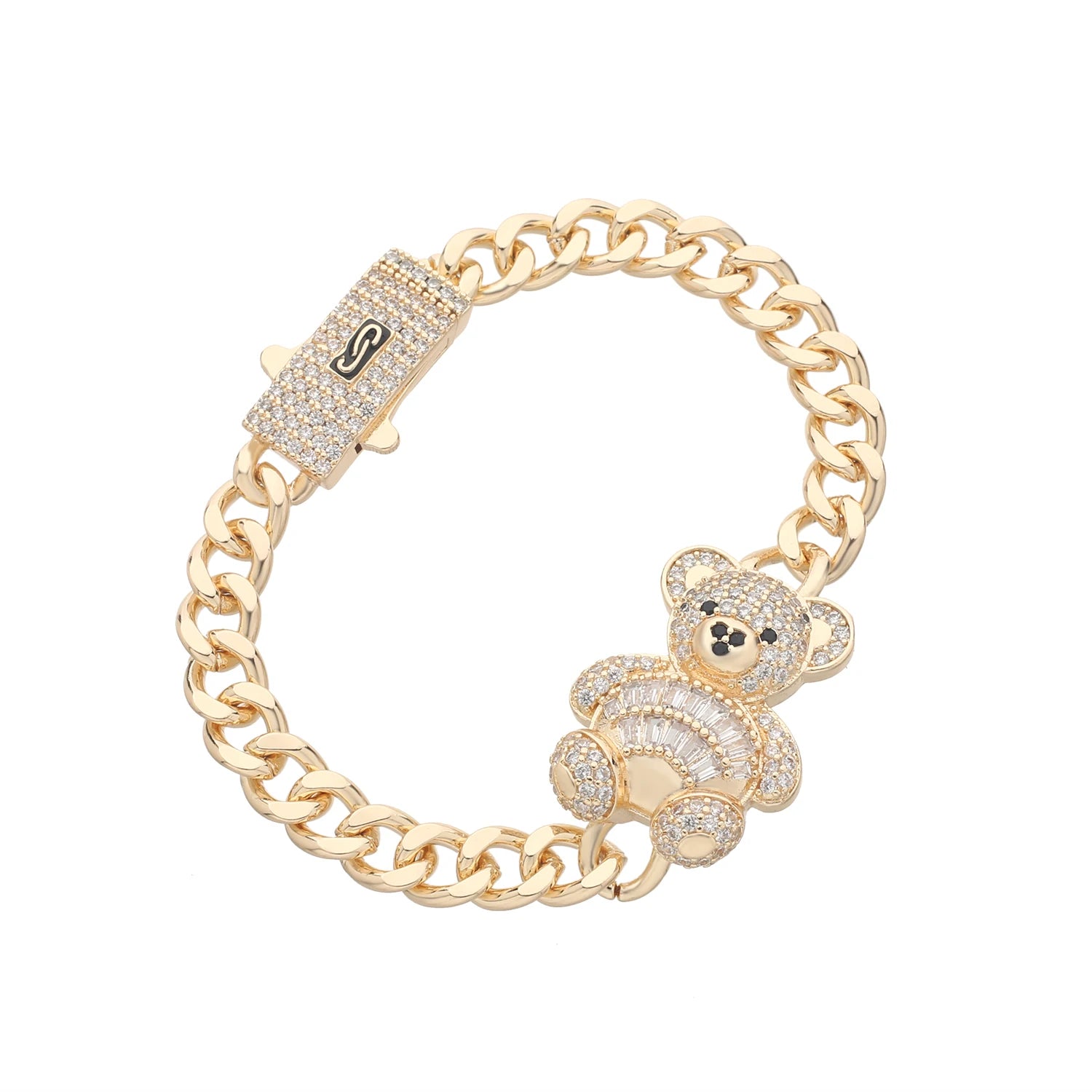 Gold Plated Diamond Bracelet Earrings Set — Gold | KIMLUD