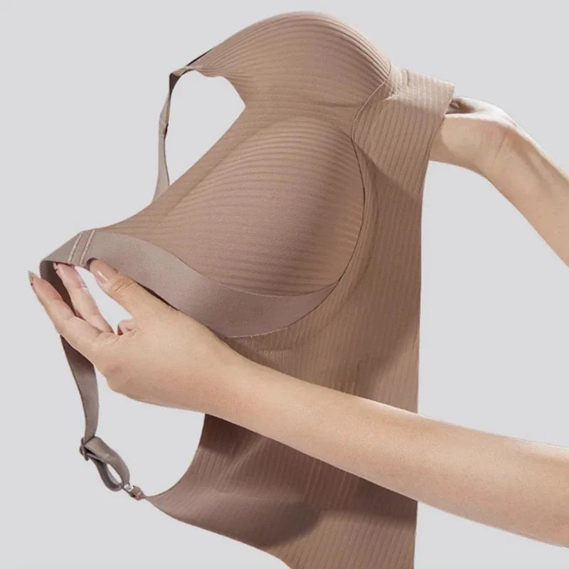 Seamless Bra Plunge Push-Up With Traceless Comfort — Black | KIMLUD