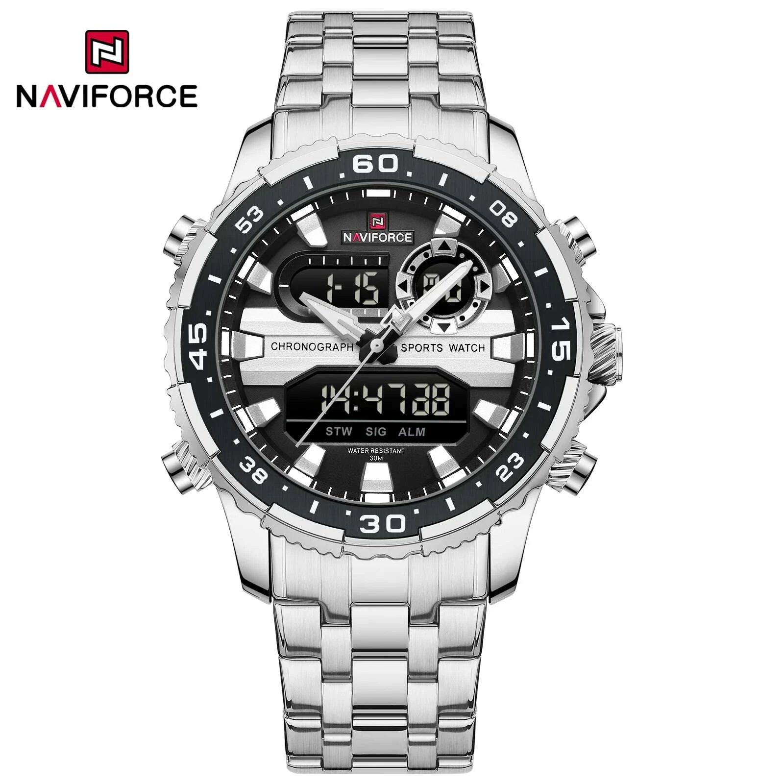 KIMLUD, NAVIFORCE Fashion Brand Black Gold Men Watch Fashion Luxury Quartz Wrist Watches Sport Waterproof Stainless Steel Strap NF9234, KIMLUD Womens Clothes