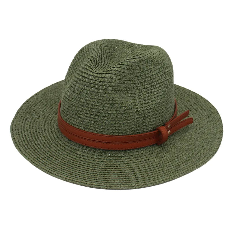 Straw Panama Sun Hat Grass-Knitted Breathable — Natural | KIMLUD