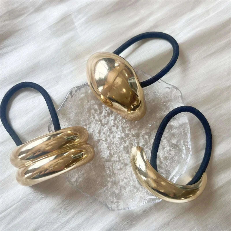 KIMLUD, 2024 New Simple U-shaped Matal Hair Rope Advanced Design Sense Gold Elastic Hair Bands Hair Accessories For Women, KIMLUD Womens Clothes