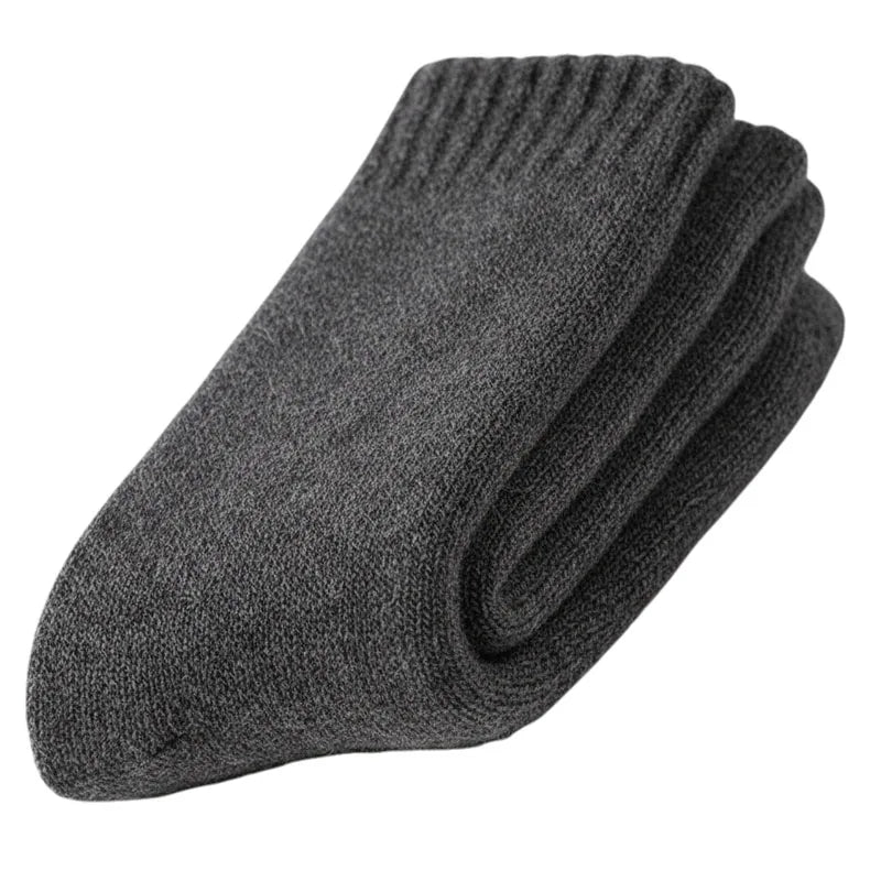 Merino Wool Socks Extra Thick Winter Warm — Black | KIMLUD