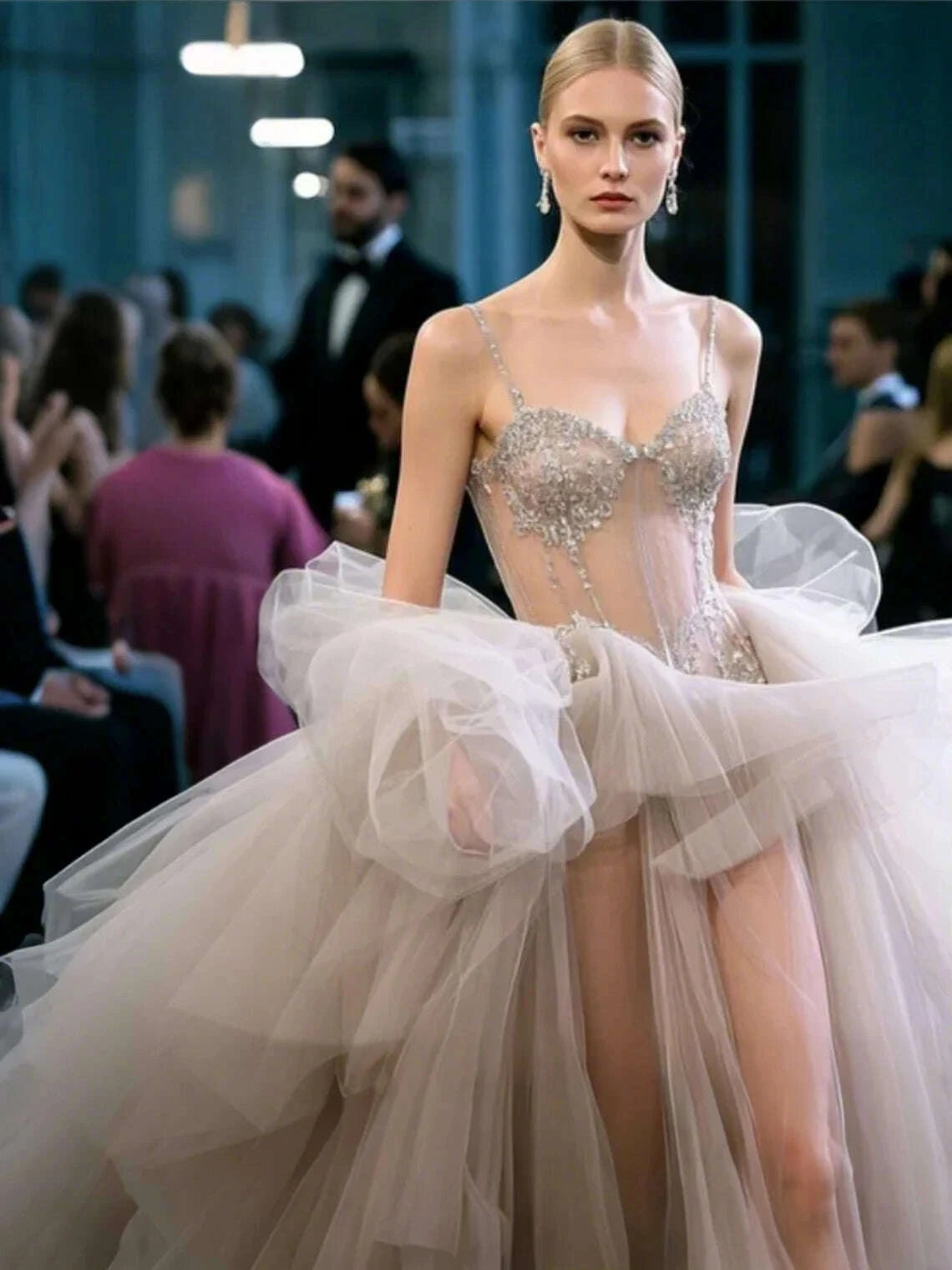 KIMLUD, Sexy Beach Boho Wedding Dress Fashion Bridal Gown Tulle Wedding Dresses Sweetheart Neck Sequin Sweep Train 2025 Free Customized, KIMLUD Womens Clothes