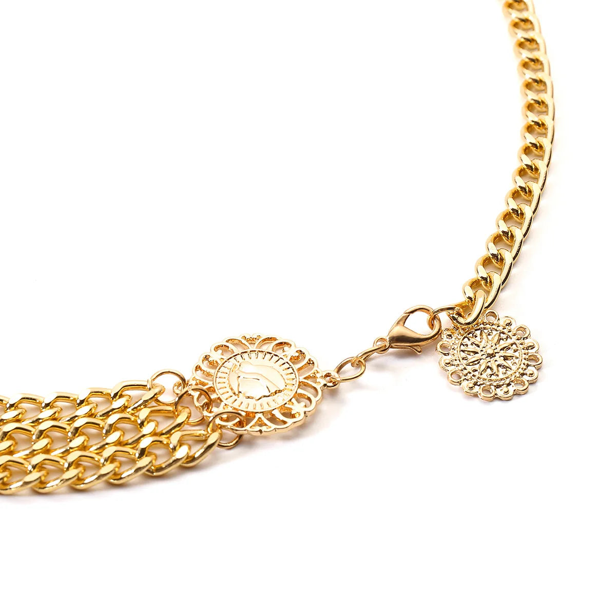 Gold-Tone Chain Belt Multilayer Tassel Rhinestones — Gold | KIMLUD