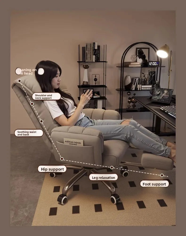 Ergonomic Tech Cloth Gaming Chair Reclining With Adjustable Lumbar Support — Charcoal Gray | KIMLUD