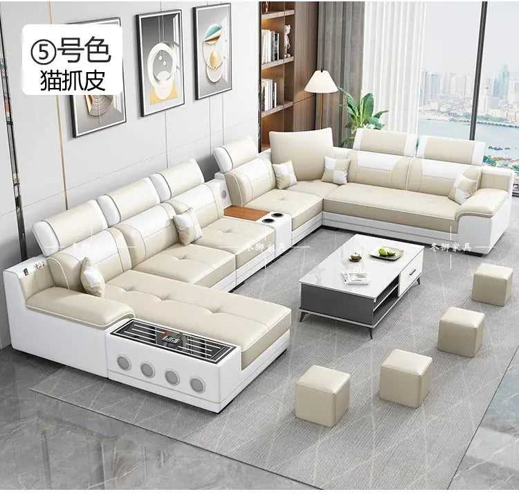 Fabric Sofa Modern Minimalist U-Shape — Gray | KIMLUD