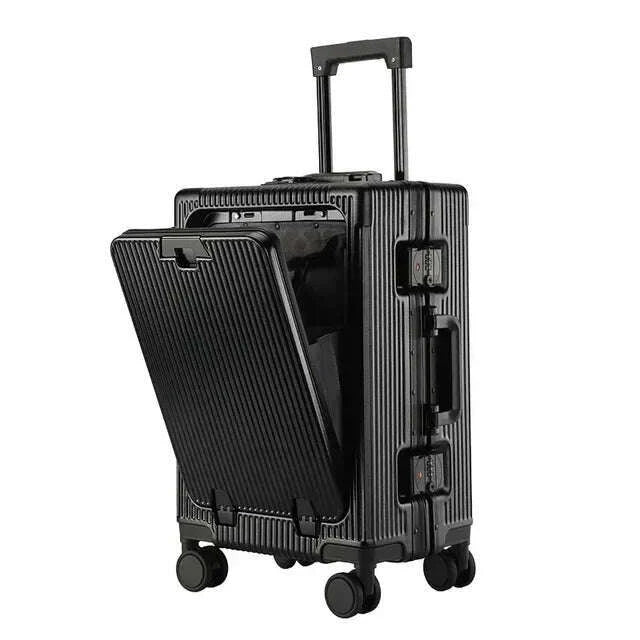 front-opening-large-capacity-rolling-luggage-case-aluminum-frame-trolley-case-usb-charging-boarding-suitcase-with-cup-holderskimlud-womens-fashion-34614729