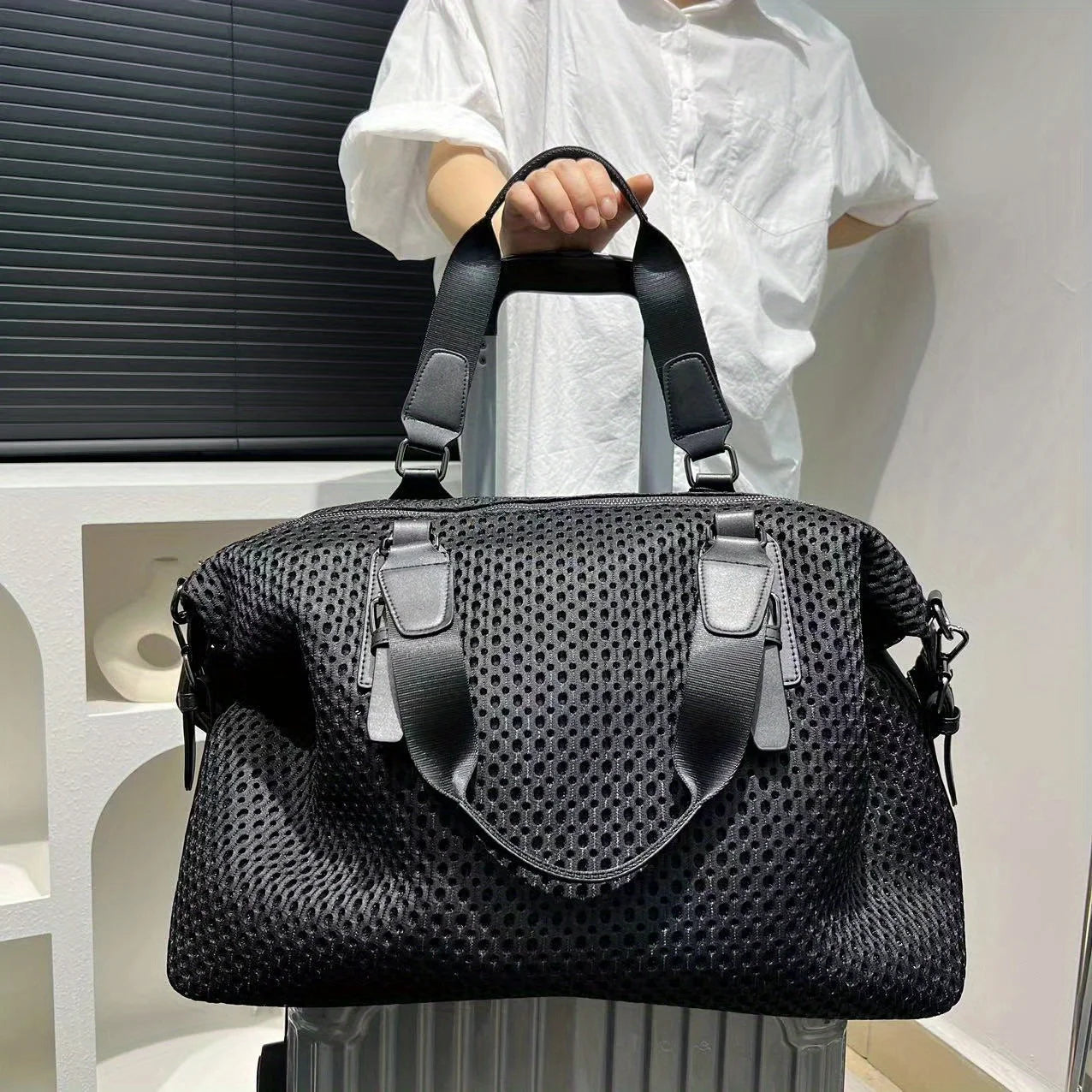 Suitcases Waterproof Nylon Shoulder Messenger — Black | KIMLUD