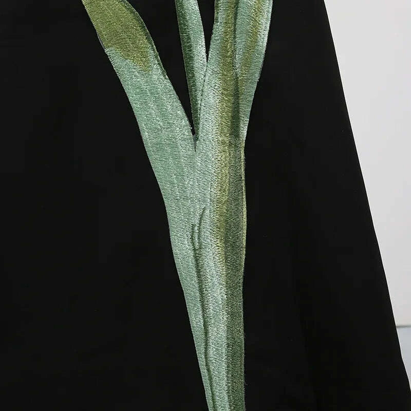 KIMLUD, Women's Temperament Elegant Three Dimensional Flower Skirt Two Piece Set Slit Backless Cropped Top High Waist A-line Skirts Sets, KIMLUD Womens Clothes