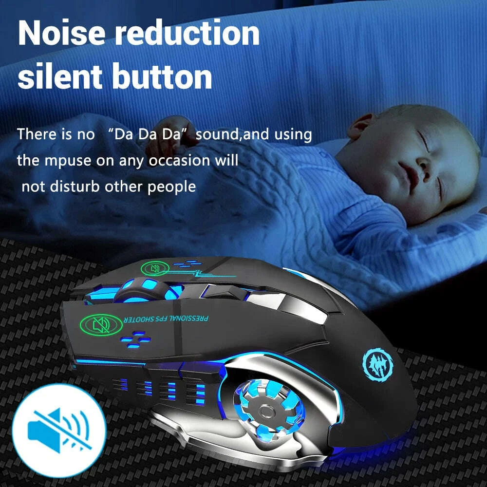 KIMLUD, Rechargeable Wireless Mouse Gaming Computer Silent Bluetooth Mouse USB Mechanical E-Sports Backlight PC Gamer Mouse For Computer, KIMLUD Womens Clothes