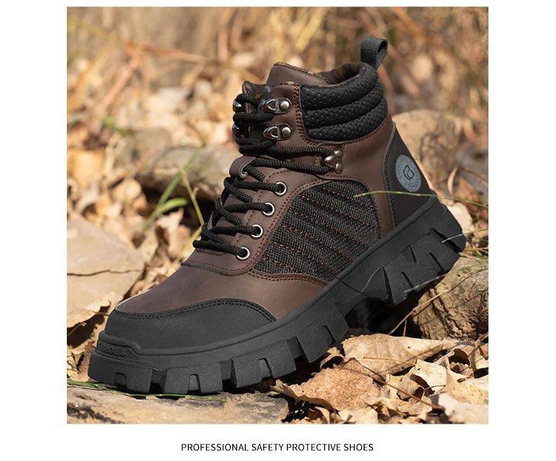 Steel Toe Shoes for Men Indestructible Work Boots Lightweight Safety Shoes Walking Anti-smash Anti-puncture Protective Sneakers