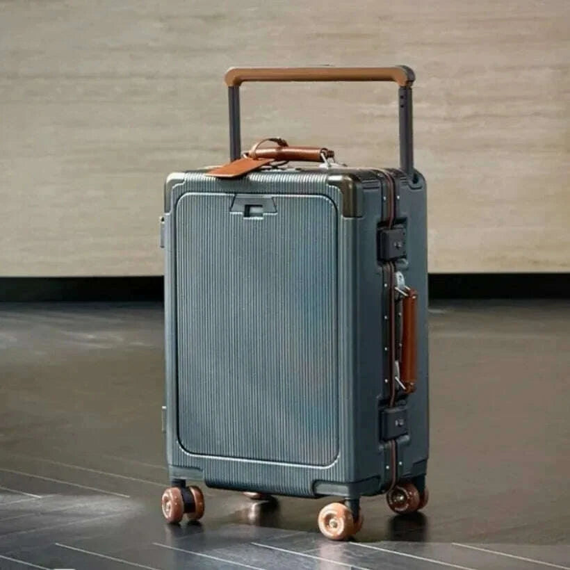 front-opening-pocket-rolling-luggage-aluminum-frame-wide-handle-trolley-suitcase-with-colorful-silent-wheels-usb-charging-plugkimlud-womens-fashion-34614829