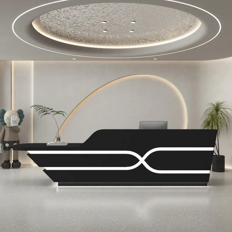 Sculpted Reception Desk LED Halo — Cool Gray | KIMLUD
