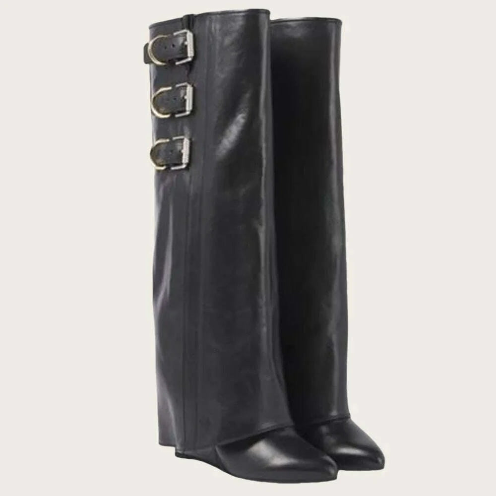 sexy-fashion-women-fold-over-boots-pointed-toe-chunky-heels-multiple-metal-buckles-knee-high-boots-nightclub-luxury-shoeskimlud-womens-fashion-34601816