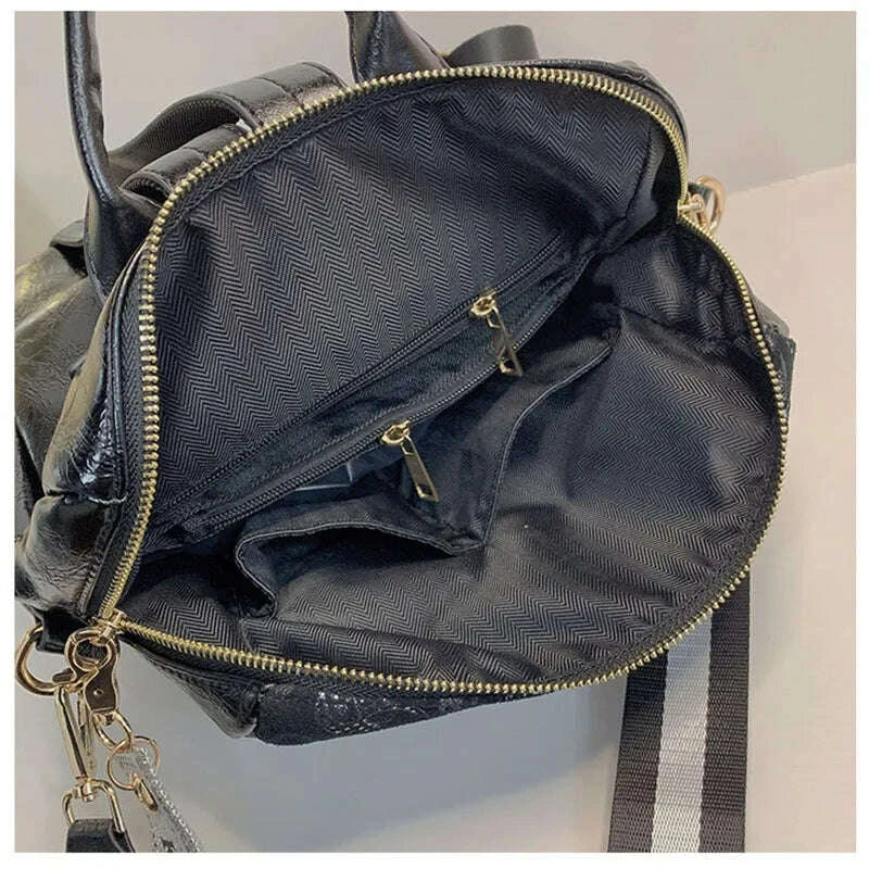 KIMLUD, Luxury Brand Women's Backpack Female High Quality Backpacks Soft Leather Teenager Girl School Bag Fashion Sequins Travel Bagpack, KIMLUD Womens Clothes