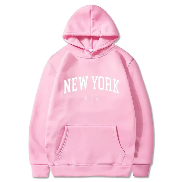Hoodies – City Letter Graphic – Polyester – Loose Casual | KIMLUD