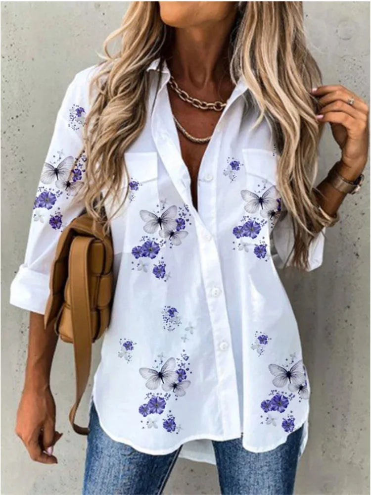 Blouse – Floral Print – Slim Silhouette | KIMLUD