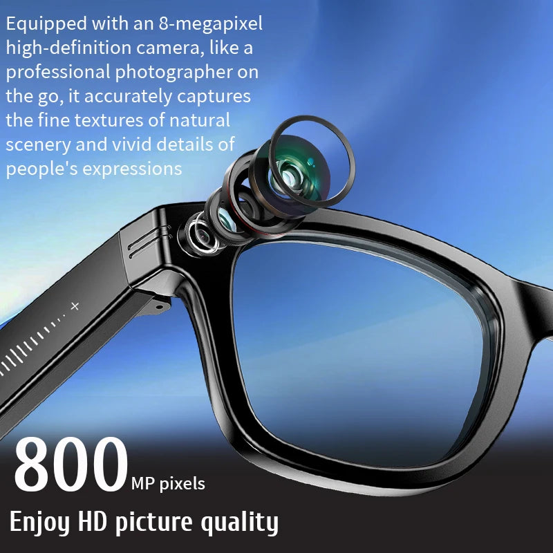 LIGE Smart Glasses Take Pictures 800W Video Recording Bluetooth Music Call AI Q&A Intelligent Translation Waterproof Sunglasses