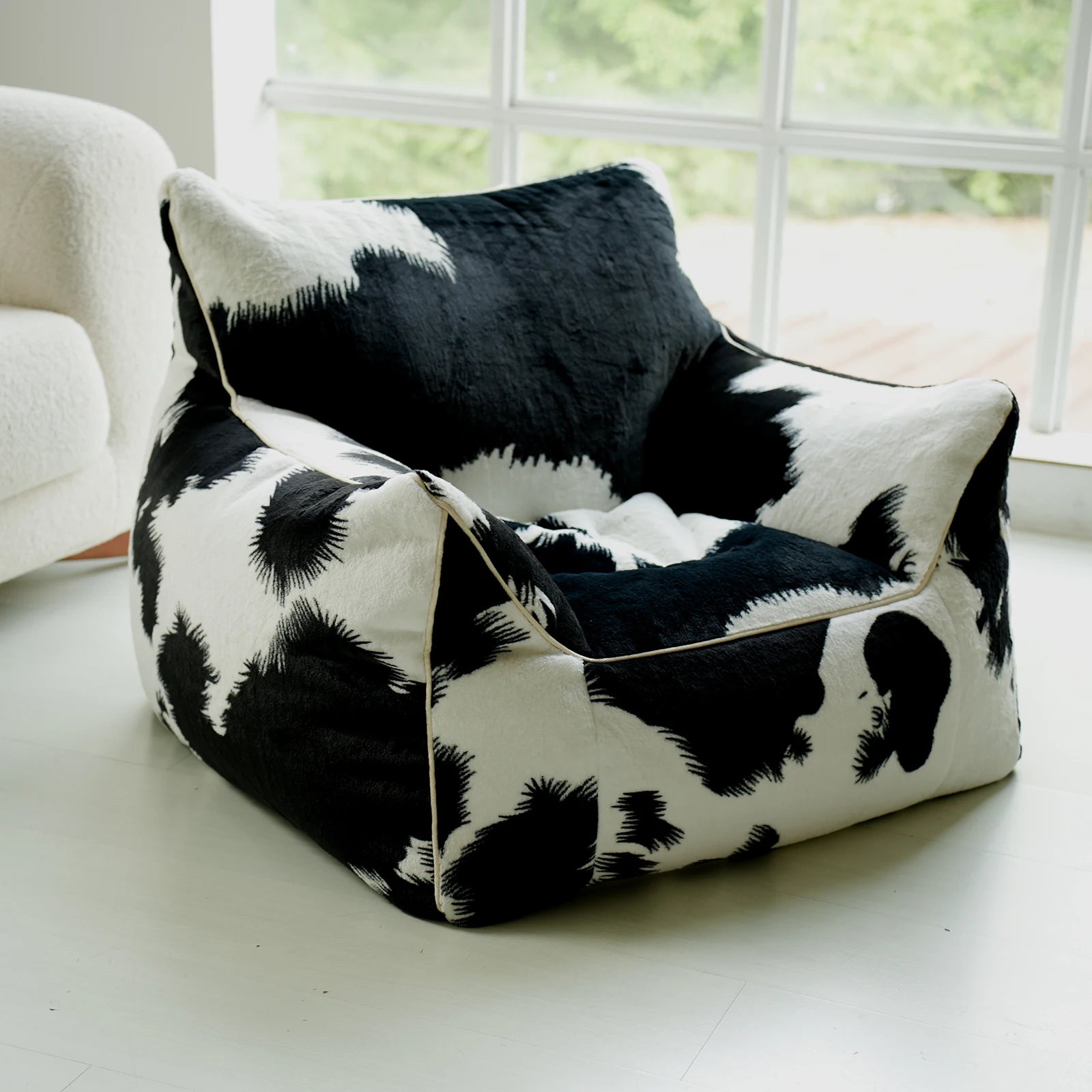 Minimalist Bean Bag Sofa Designer Soft Modern Lounge Seating For Cozy Living Rooms — Brown | KIMLUD
