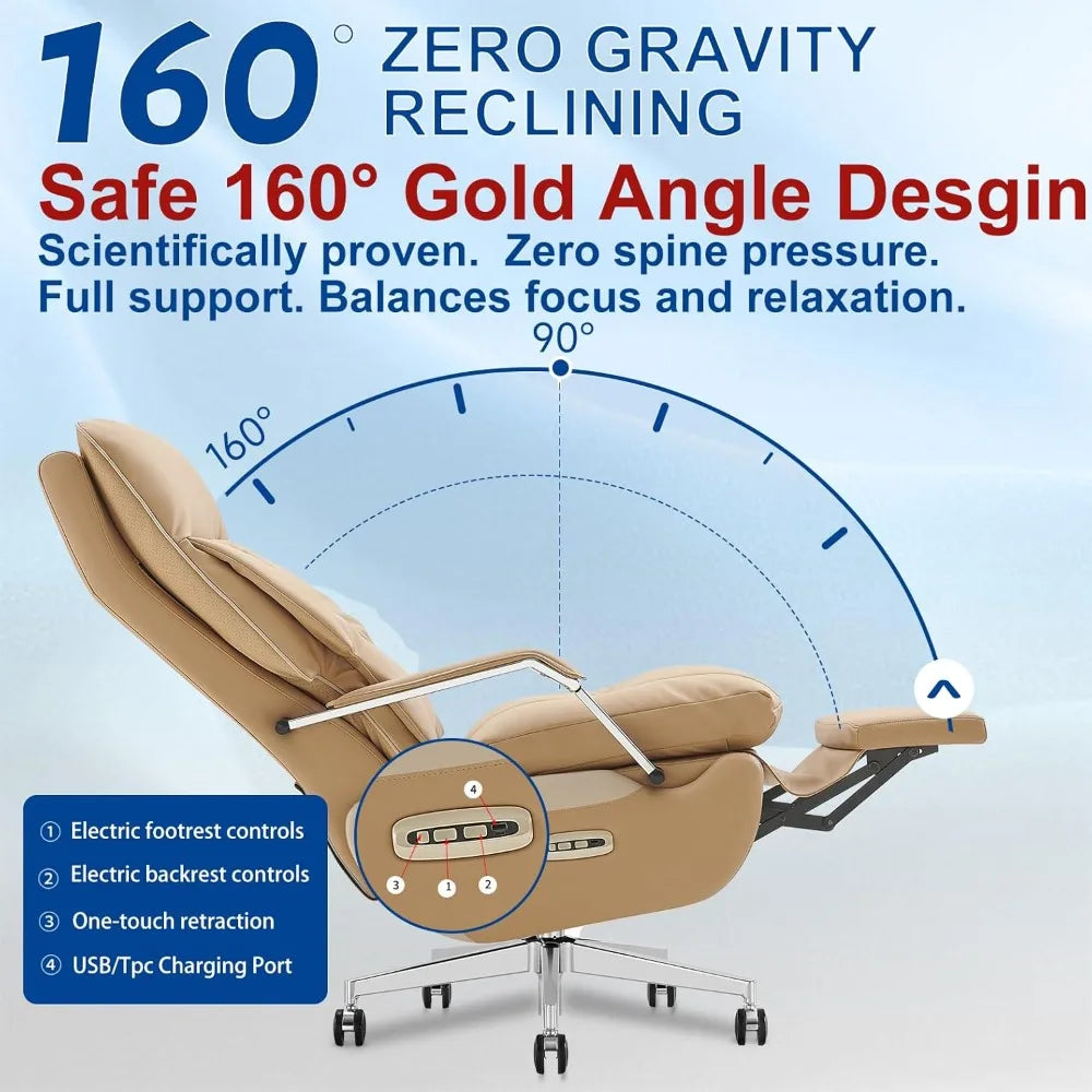 KIMLUD, Dual Motor Executive Home Office Chair with Footrest One-Click Electric Recline with Massage Pillow Support 430LBS Big and Tall, KIMLUD Womens Clothes