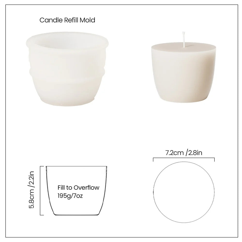 Boowan Nicole Candle Jar Silicone Mold and 7oz Candle Refill Mold Reusable Concrete Cement Candle Vessel Mould Home Decor