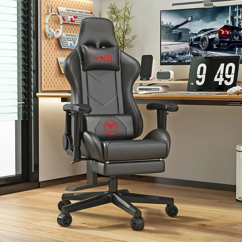 Leather Executive Chair Ergonomic Comfort With Height Adjustable Tilt Lock 360 Degree Swivel — Obsidian Black | KIMLUD