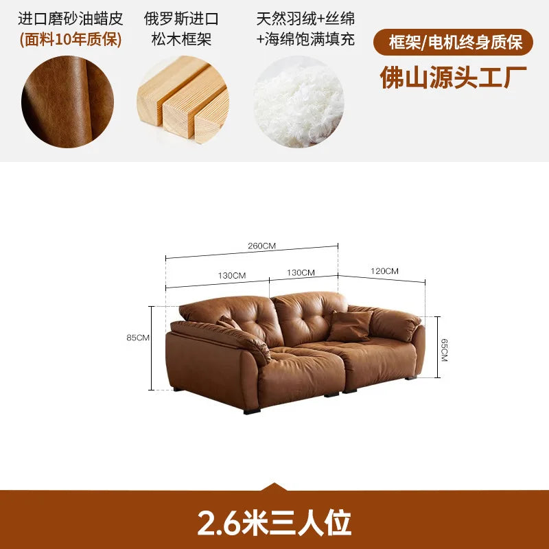 Electric Leather Loveseat Sofa Bed — Brown | KIMLUD