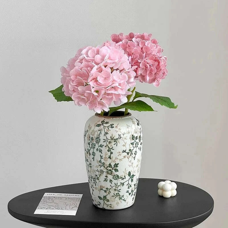 KIMLUD, New Chinese ceramic vase dried flower water flower arrangement retro living room entrance decoration ornament small and fresh, KIMLUD Womens Clothes