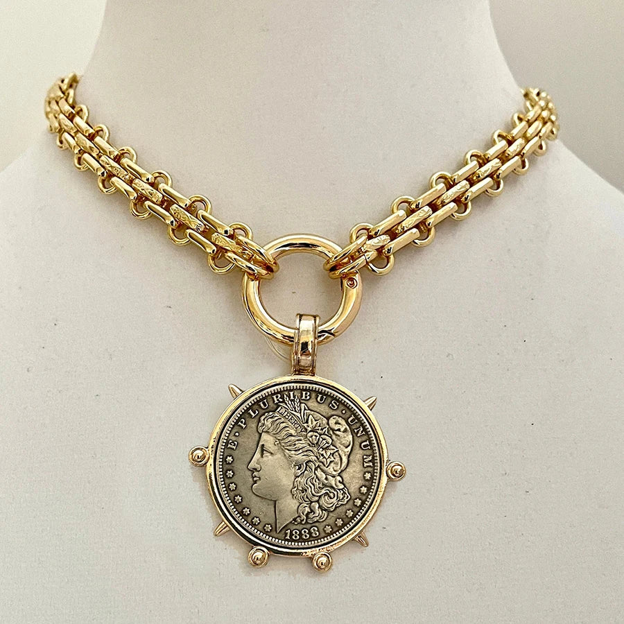 Copper Orla Coin Pendant Necklace — Copper | KIMLUD