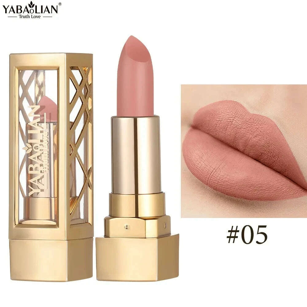 KIMLUD, 12 Color Gold Tube Lipstick Matte Pearlescent Glitter Velvet Lipsticks Shiny Red Brown Waterproof Lasting Solid Lip Gloss Makeup, KIMLUD Womens Clothes