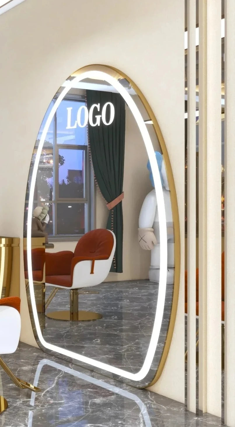 AY7Hairdresser mirror, special hairdresser mirror table double-sided floor mirror with lamp, light luxury high-end