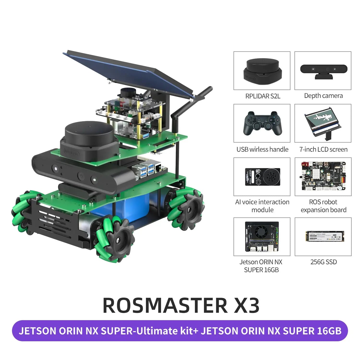 ROSMASTER X3 ROS2 Robot Aluminum Alloy Frame Autopilot Lidar Mapping for Jetson NANO Orin NX SUPER Orin NANO SUPER Raspberry Pi5