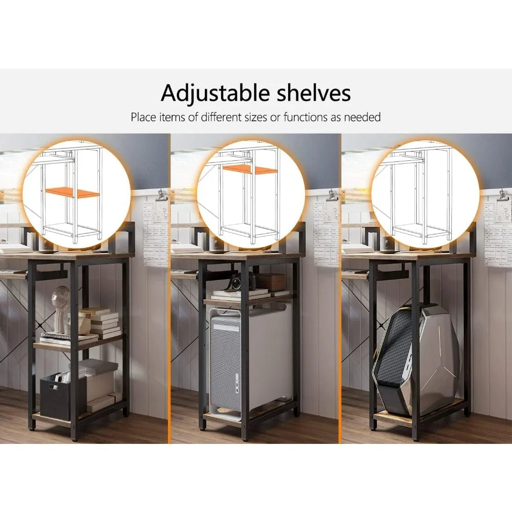 CubiCubi Computer Desk with Keyboard Tray 47 Inch Office Desk with Monitor Stand Storage Shelves Music Studio Desk Workstation